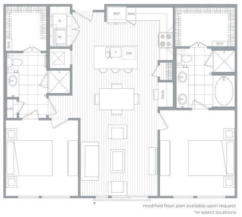 Lake Boone 2BR floor plan
